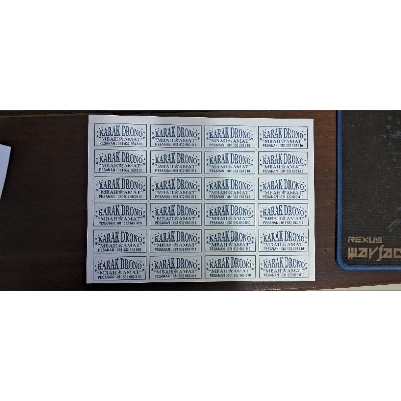 

Cetak Label makanan kemasan Tiket makanan kemasan hvs F4/folio 1rim 1 warna