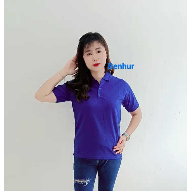 Kaos Kerah Polos Wanita Warna Biru Benhur - Polo polos Benhur pOLO pOLOS BENHUR
