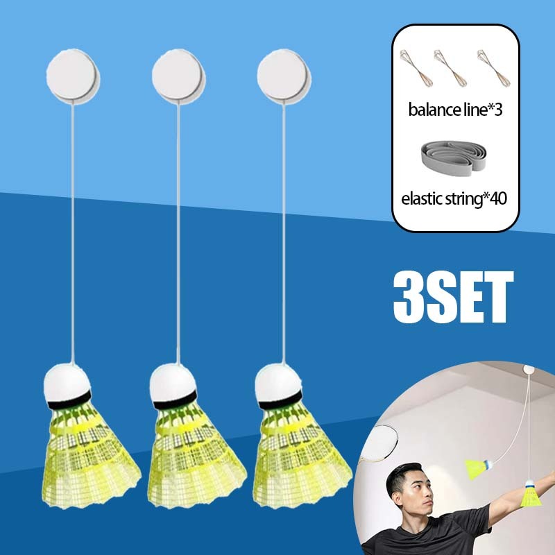 Badminton Trainer Set Dengan Lamp Badminton Rebound Trainer Latihan Tunggal Bulutangkis