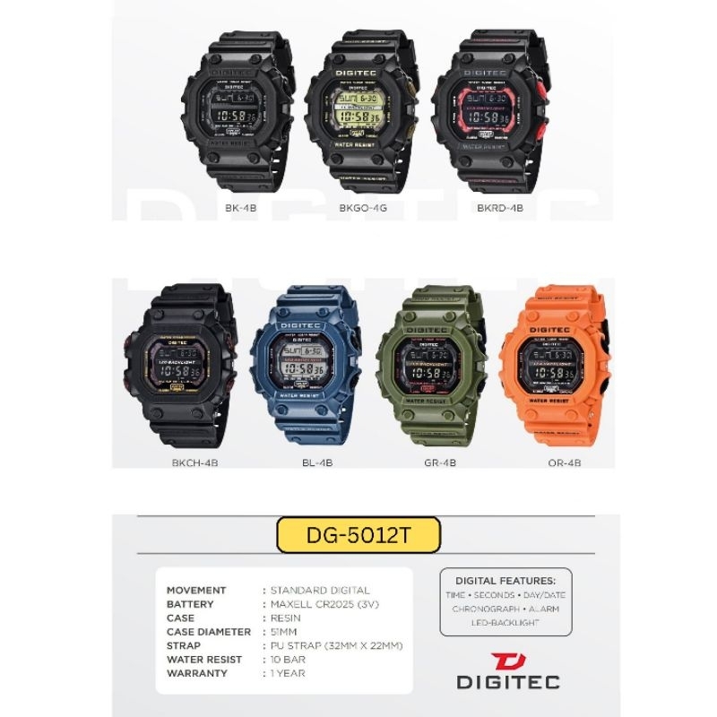 Jam Tangan Pria Digital DIGITEC 5012 5012T DG-5012T ORIGINAL Resmi