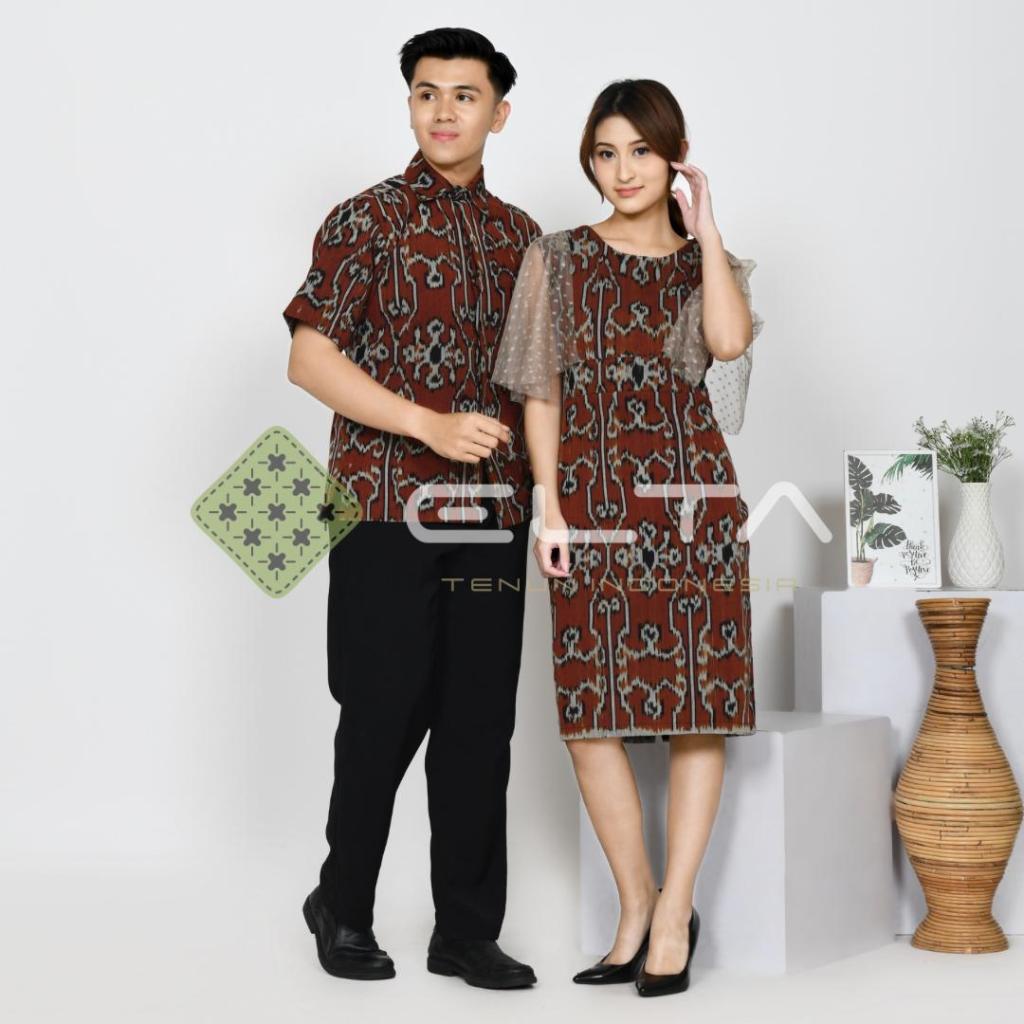 Kebaya dress tenun mix tile dot motif sumba couple baju kondangan pesta