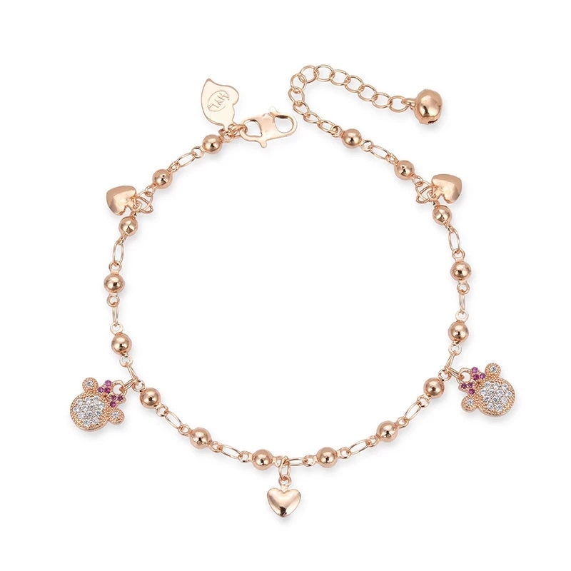 Couple Gelang Titanium Anak Wanita Anti Karat Silver Emas Muda Bayi Couple Asli Rantai Selamanya Kor