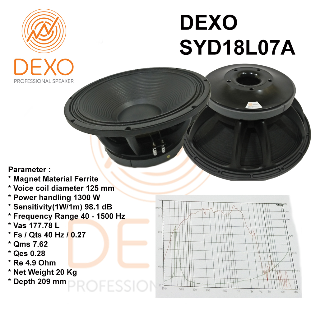 SPEAKER DEXO 18L07A / SPEAKER 18INC DEXO 18L07A / SPEAKER DEXO VC 5" + Free Kaos Limited Edition