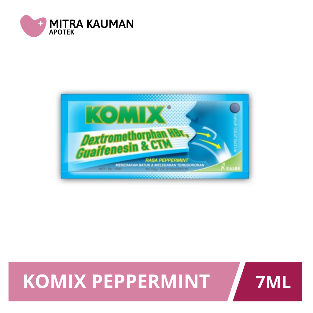 Komix Peppermint Sachet 7 ml - Meredakan Batuk Berdahak dan Pilek