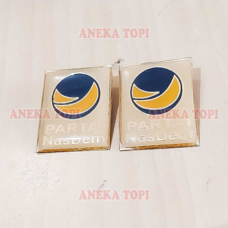 Pin Partai Nasdem Model Kotak Pin Bros Logo Partai Nasdem - Aneka Topi