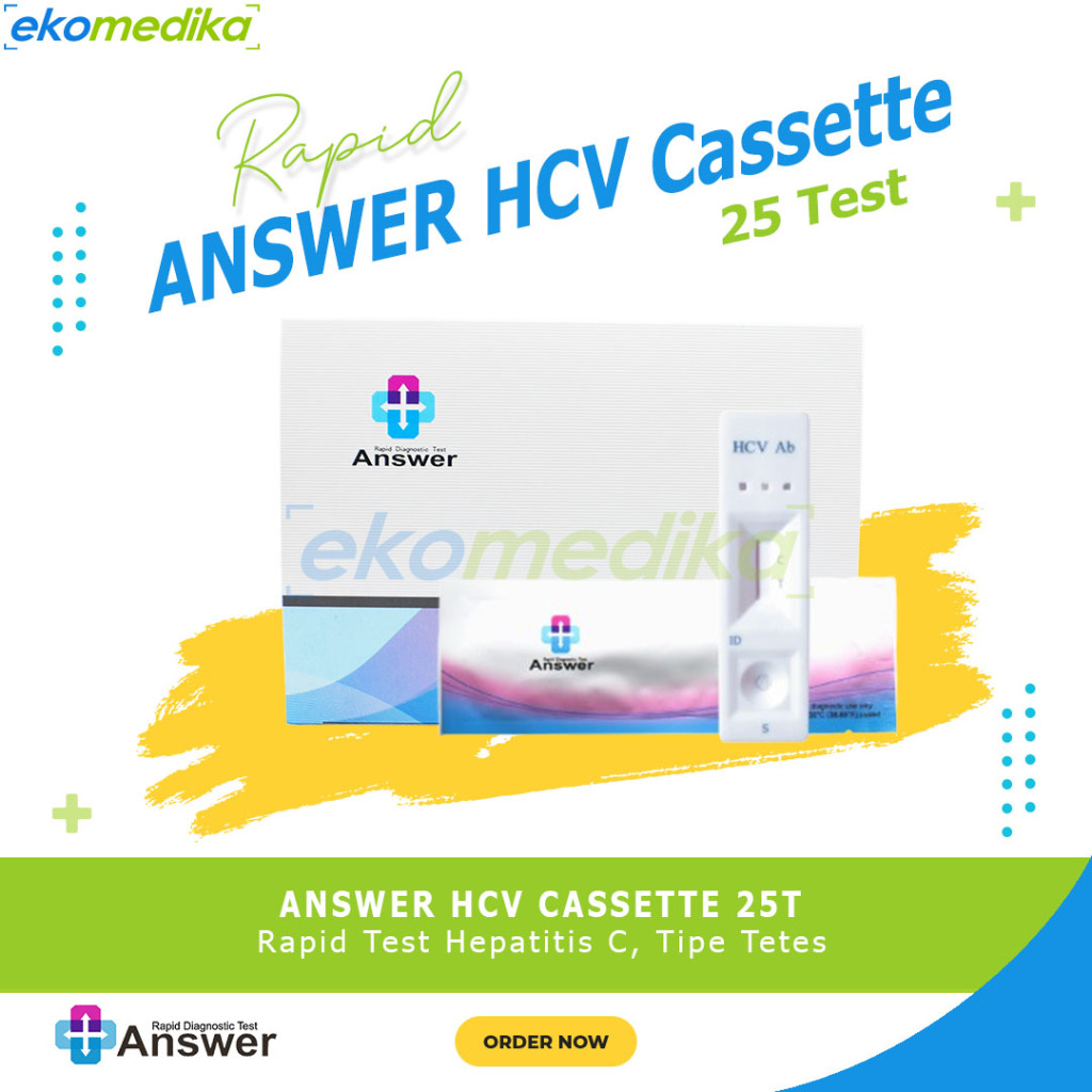 Tes Hepatitis C - Answer HCV Ab Plus Rapid Test Cassete device isi 25 test HCV Card