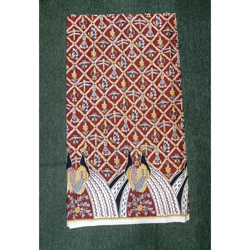 kain batik Merak Sidomukti kombinasi katun premium warna maroon