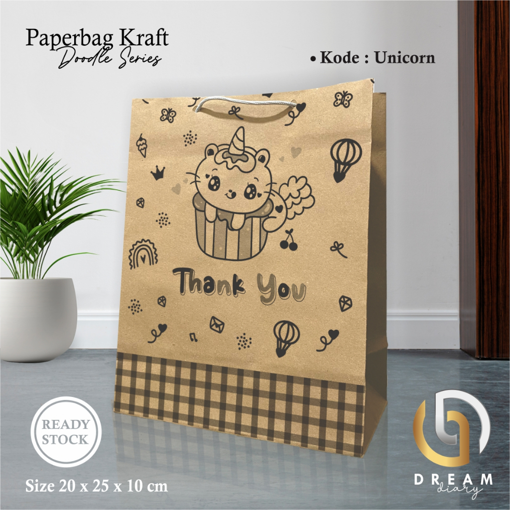 

(12pcs) PAPER BAG SABLON MOTIF UNICORN UKURAN 20 X 25 X 10 CM READY STOCK LUSINAN