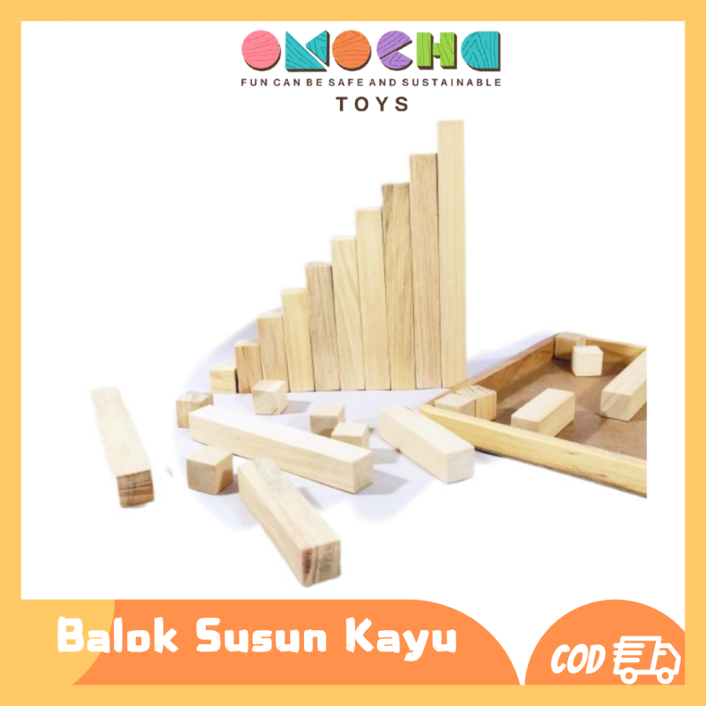 Omocha Toys - Premium Balok Ukur Natural Mainan Susun Kayu