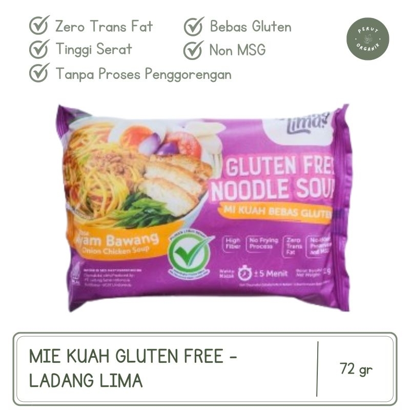 

Mie Instan Kuah Gluten Free Rasa Ayam Bawang Ladang Lima