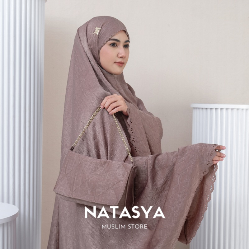 NATASYA - Mukena Dewasa Santorini Silk 3in1 Lasercut Aleena Series