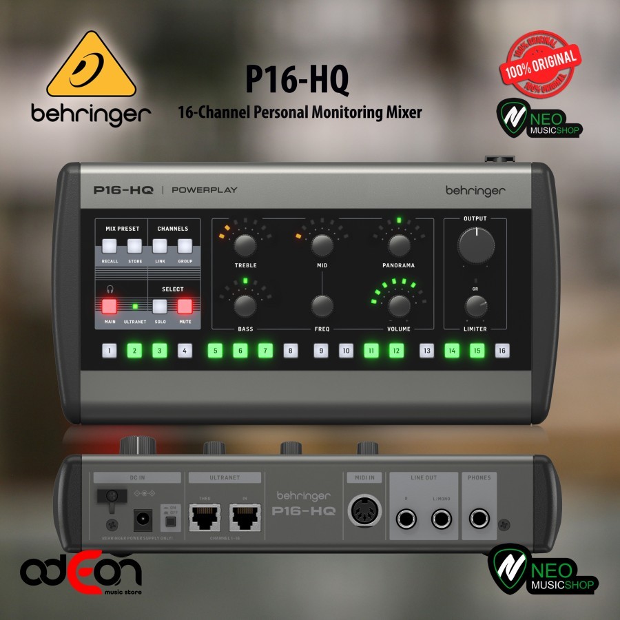 BEHRINGER P16-HQ P16HQ 16-Channel Personal Monitoring Mixer