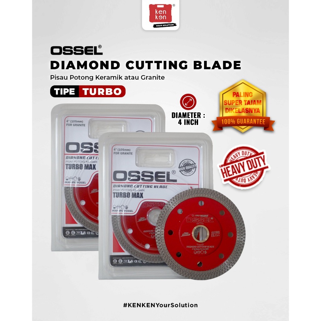 OSSEL PISAU POTONG KERAMIK GRANIT THIN CUT 4" Pisau Turbo Ossel