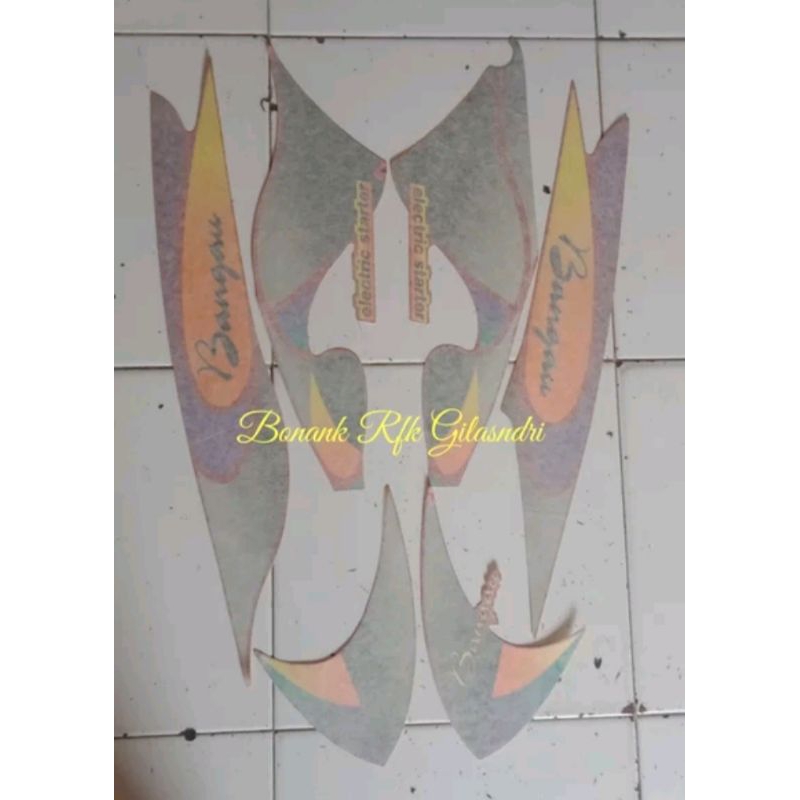 striping sticker stiker body bodi motor Jialing Bangau warna merah asli ori orisinil original