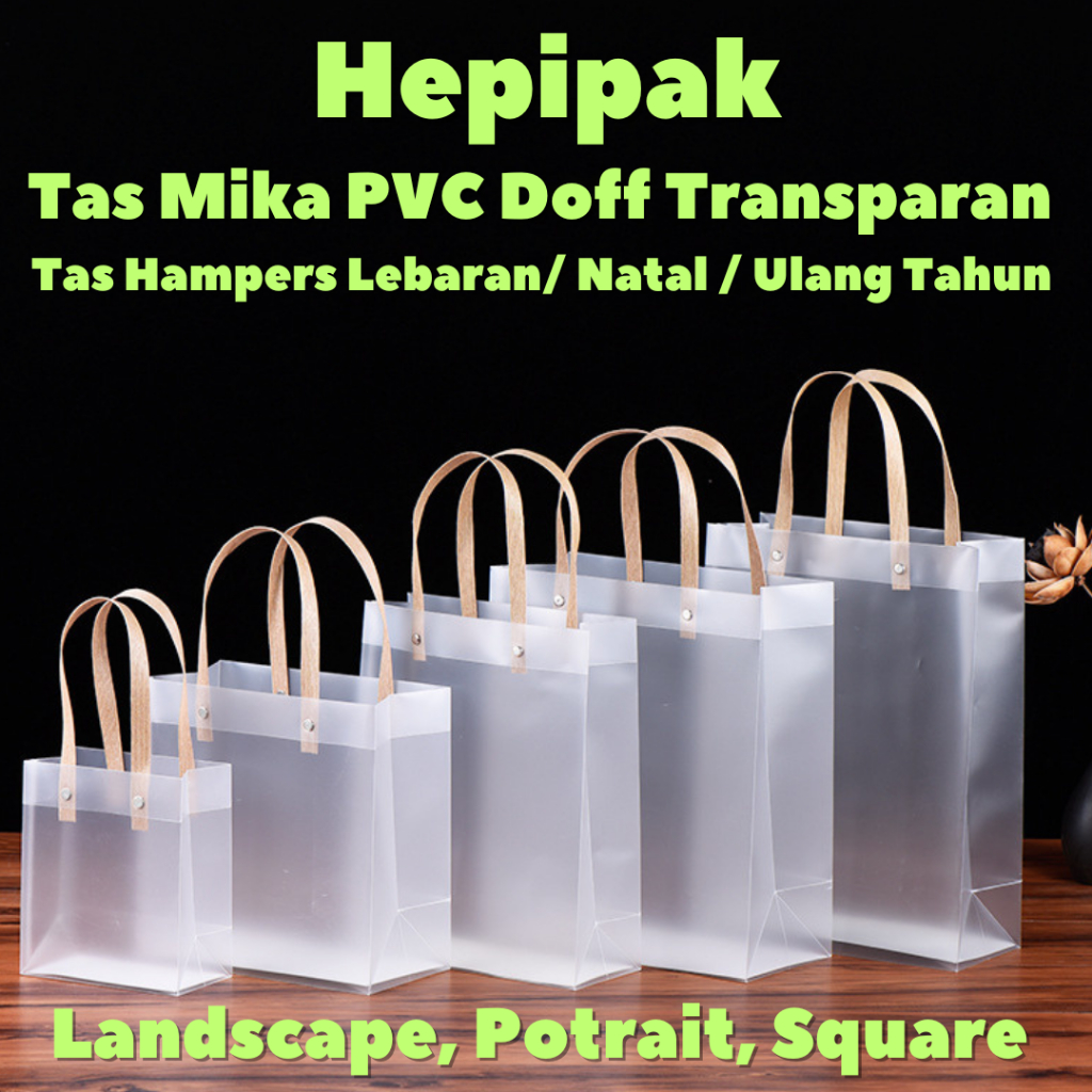 

[Harga 10pcs] Tas Mika PVC Doff Transparan / Tas Hampers Souvenir Natal Ulang Tahun Imlek Premium