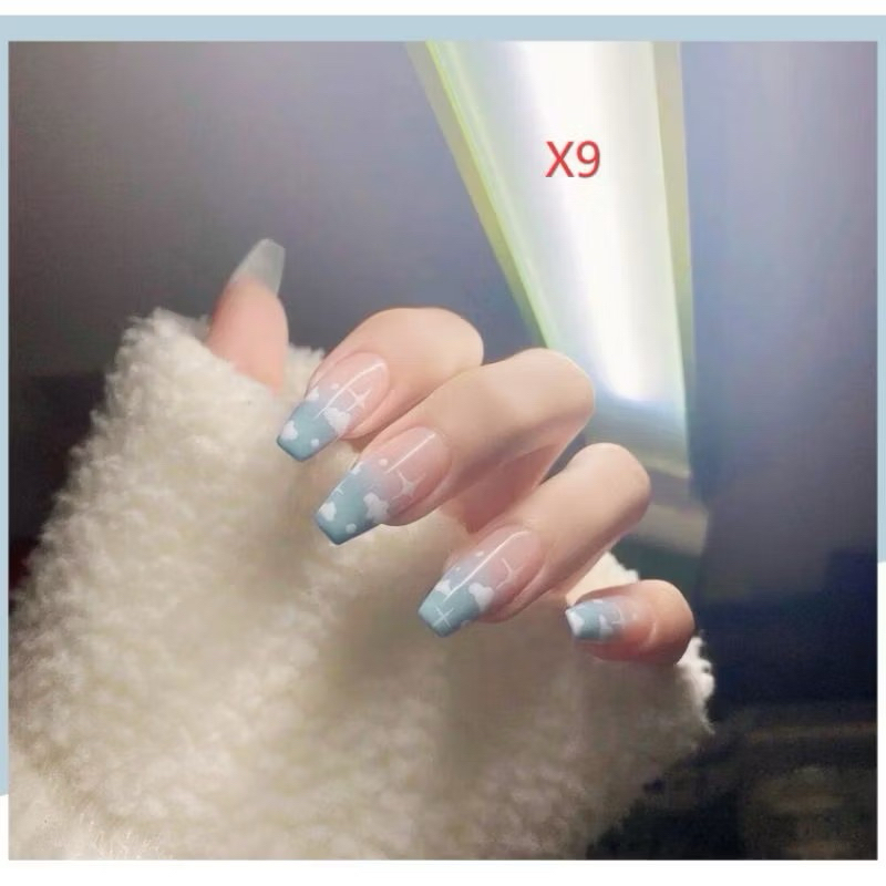 [FREE LEM/24pcs] KUKU PALSU MOTIF AWAN / KUKU PALSU LUCU / KUKU PALSU AESTHETIC / KUKU PALSU BIRU