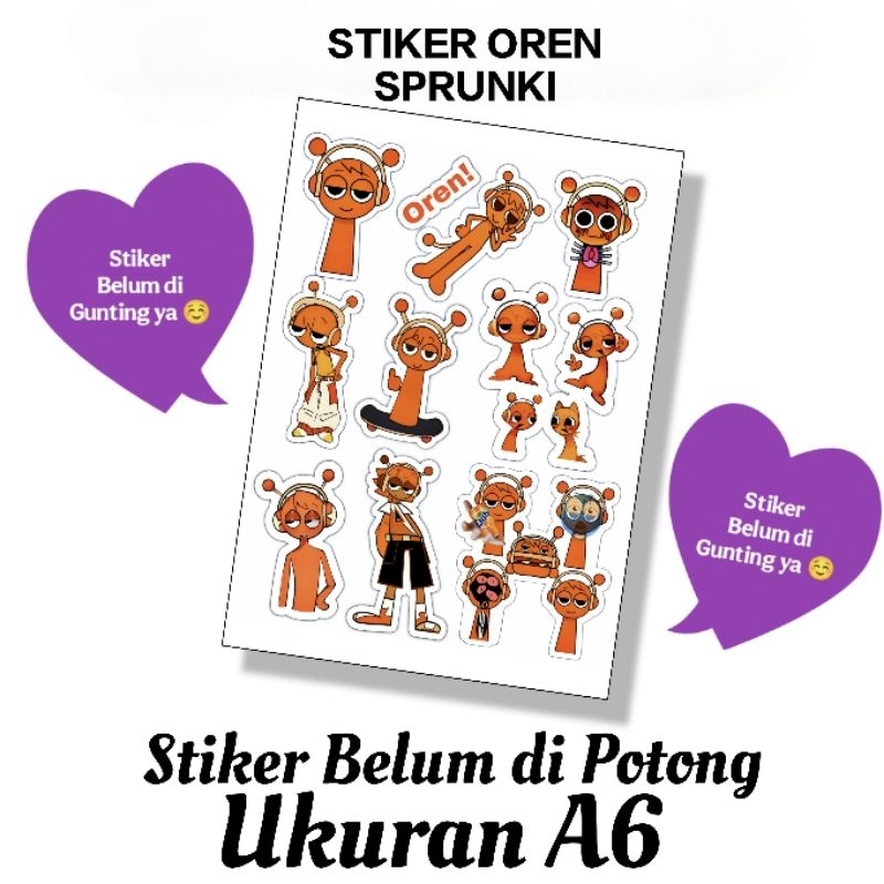 

STIKER OREN SPRUNKI / STIKER BELUM DIPOTONG BAHAN VINYL UKURAN A6 / STICKER OREN SPRUNKI / STIKER KARAKTER LUCU