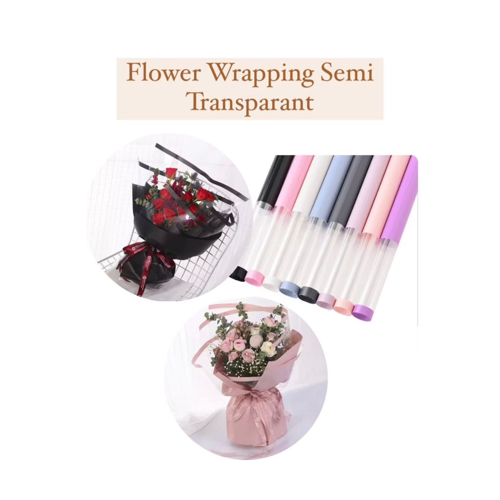 

(K 40) - Kertas Bunga Cellophane Semi Transparant Colour Border Lining Flower Wrapping Korean Style Waterproof Buket Bunga