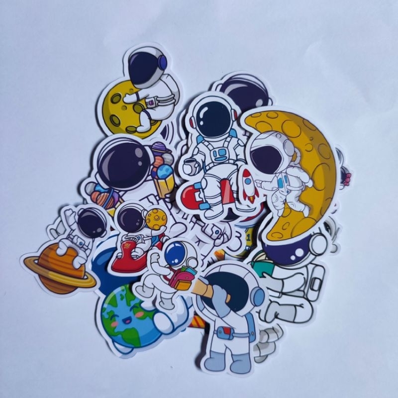 

Stiker Pack Astronot Vinyl Waterproof untuk Journal Casing Hp Laptop Tumbler Dll