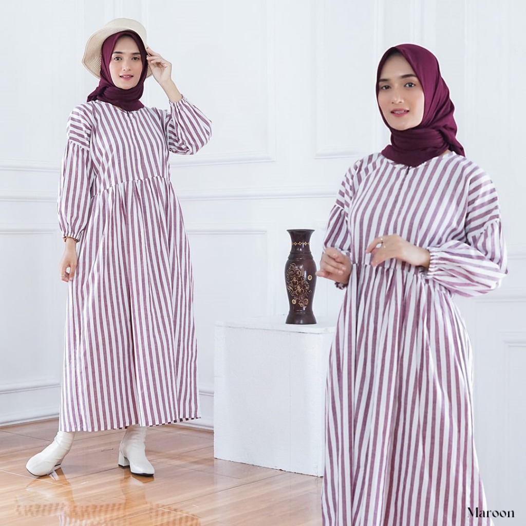 Dress Midi Moela Casual Katun Twill