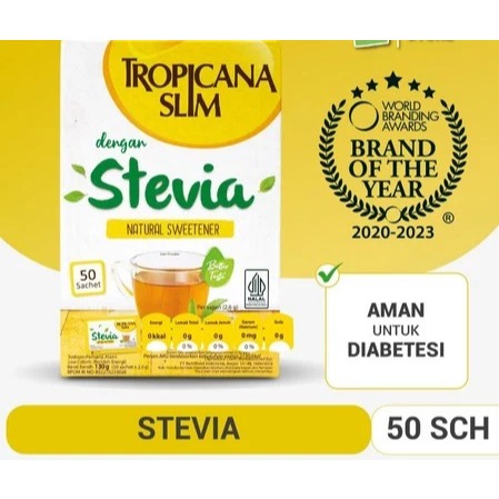 

Tropicana Slim Sweetener Stevia 50 sachet - Pemanis Alami untuk Batasi Gula