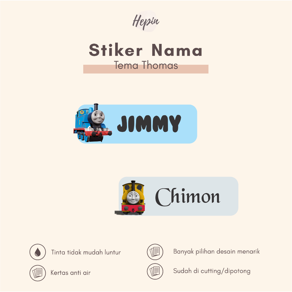 

(90 - 120 pcs) Stiker Cutting nama THOMAS / Stiker Nama Anak Murah / Label Nama Custom