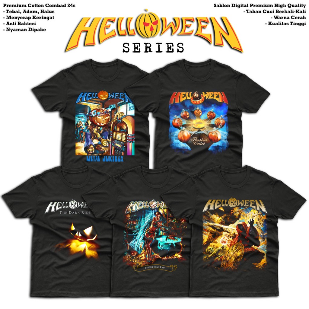 KAOS BAND BEST QUALITY Helloween Band | KAOS MUSIK | KAOS Helloween | Kaos Distro Pria Wanita | Tshi
