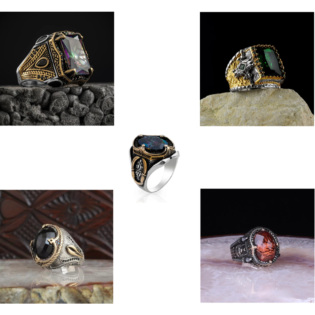 Cincin batu Akik ruby zambrud adjustable onyx Pria wanita perhiasan ali Lafaz Allah Muslim Islam