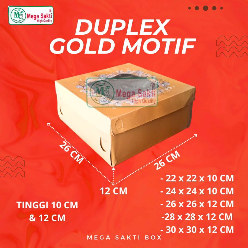

(ISI 10 PCS) DOS / DUS DUPLEX GOLD MOTIF / KARTON BOX KOTAK HAMPERS DUPLEX WINDOW