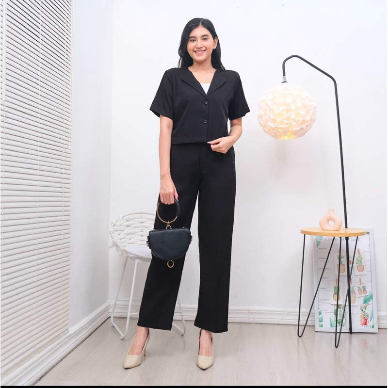 HERSOUL.ID 27 Tiffany Blazer Premium One Set - Setelan Atasan Oversize Dan Celana Loosepants