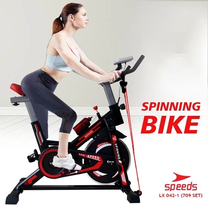 SPEEDS Sport Spinning Bike Sepeda Statis Alat Olahraga Gym Fitness Sepeda Elliptical 042-709