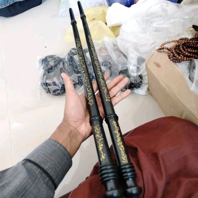 tongkat komando kelor hitam kalimantan ukir lafad