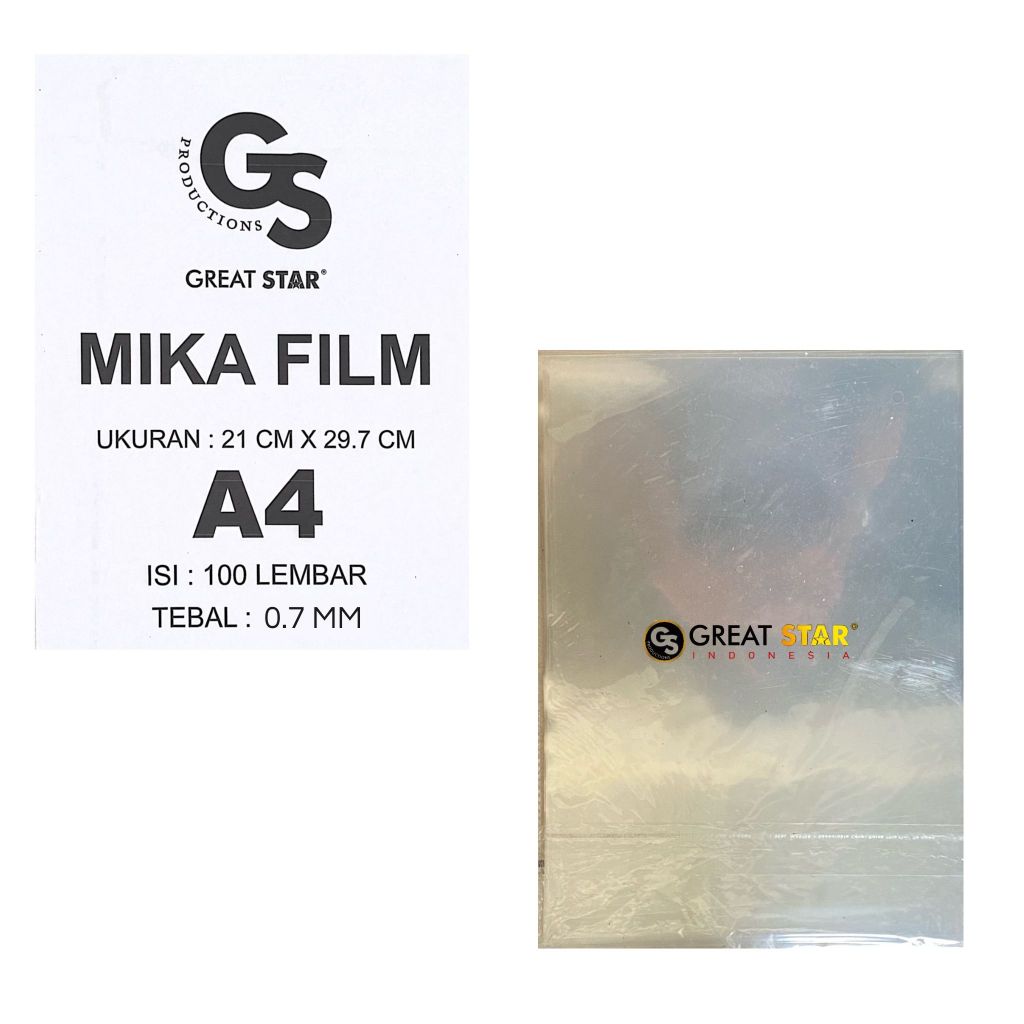 

Plastik Mika Film A4 I Mika Jilid 0.7MM GREAT STAR A4/100Lembar