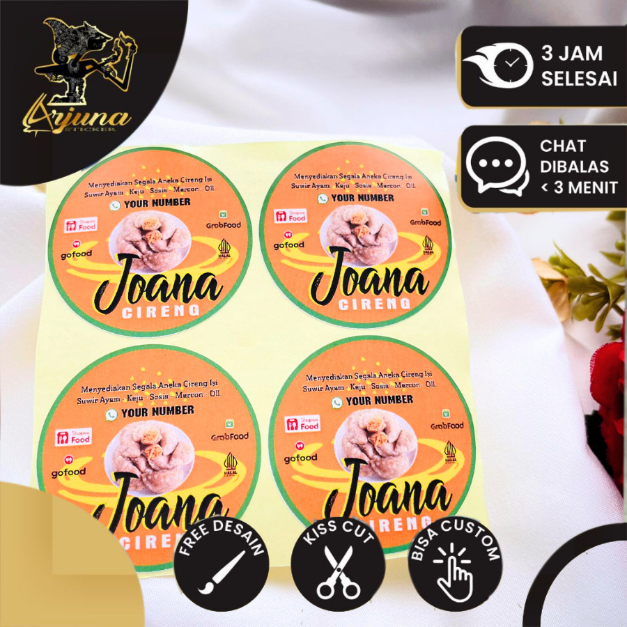 

Arjuna Sticker Cireng Isi Ayam Sticker Cilok Bulat Free Desain Label Cibay Custom Nama Uk.Kecil 2-4