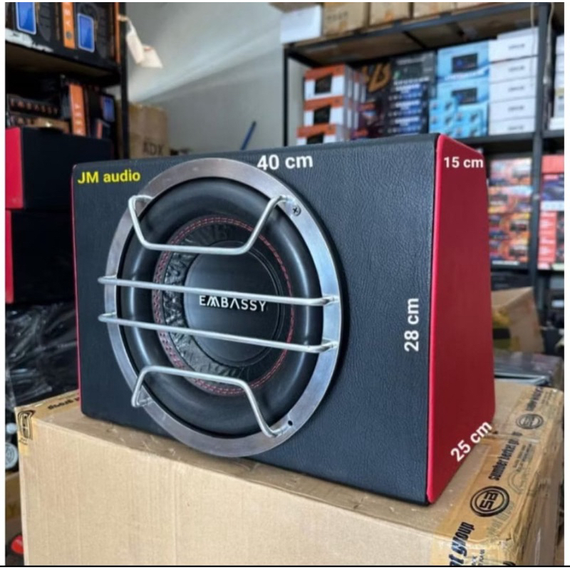 Speaker SUBwoofer + Box 10inch EMBASSY ES-1044 (PASIVE) Doble CoIL Max 500Watt Universal