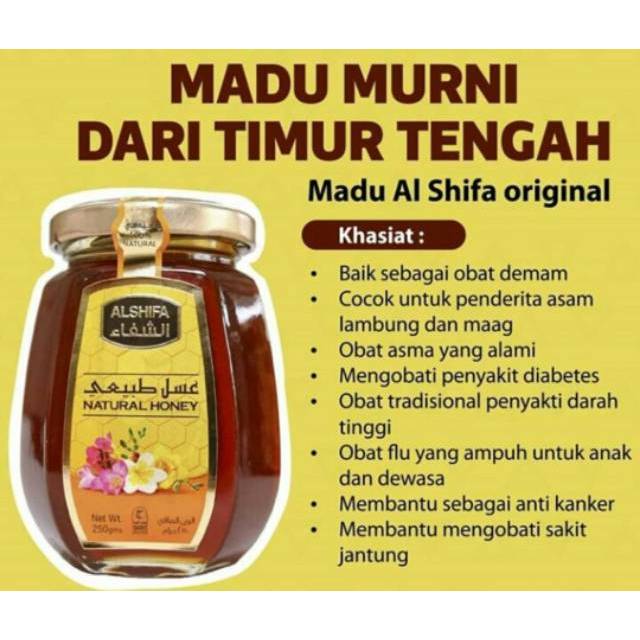 

Madu AL SHIFA 250 gram,500 gram & 1 kg Natural Honey | Madu Murni Al Shifa 250 gr Kemasan Kaca