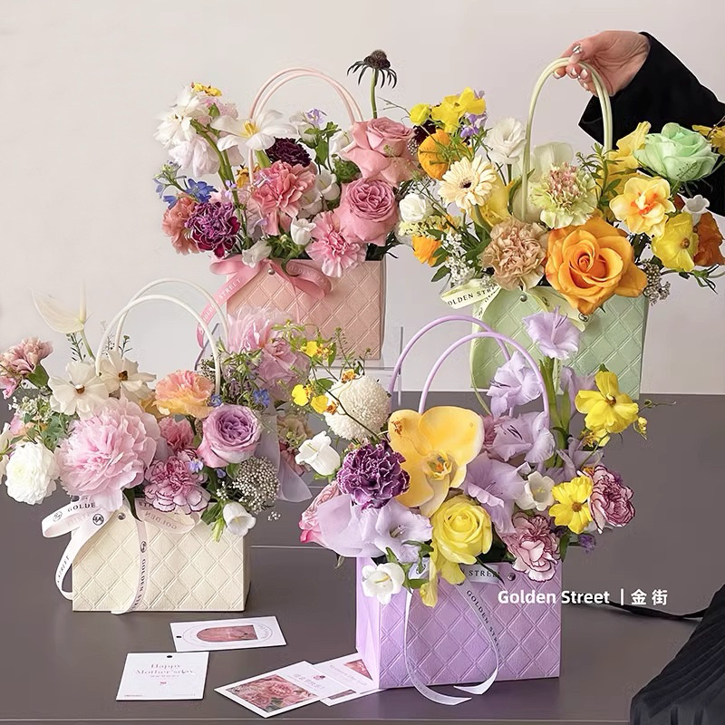 

[10063] Flower Box Motif Tas Tenteng | Kotak Bunga Motif Tas Buket , Handbag | Flower Box motif Petak, Perseti Panjang, Tas Handbag Flower Bloom Box