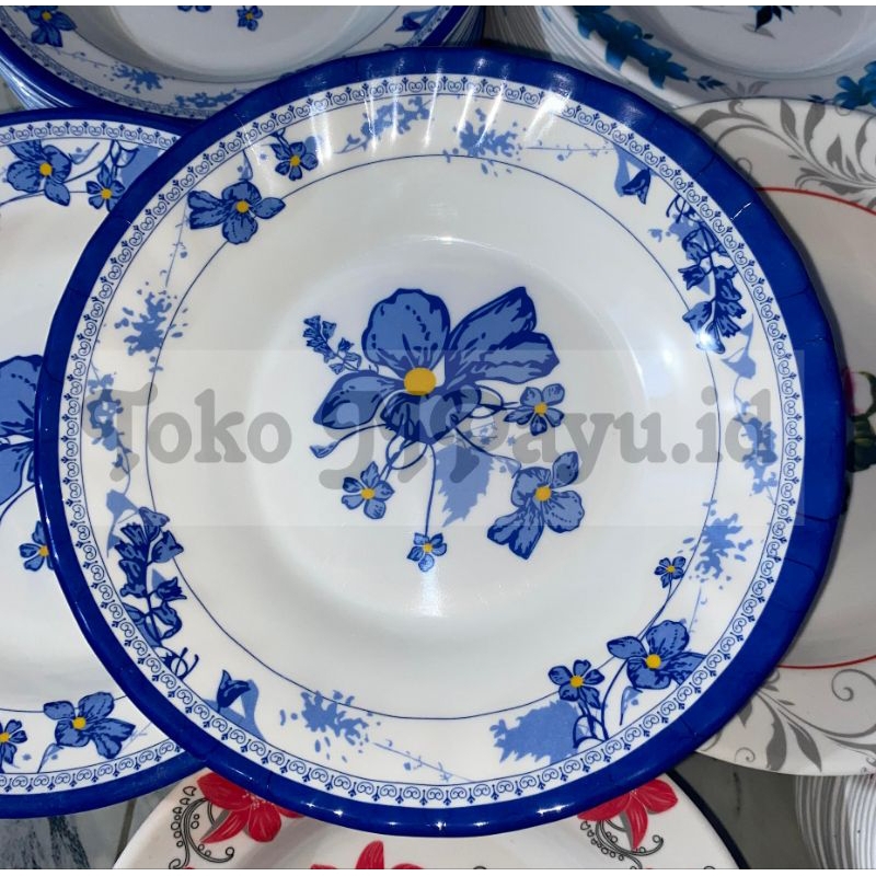 6 Pcs PIRING MAKAN MELAMIN 9 INCH MOTIF KEMBANG / PIRING MAKAN MELAMIN SNI