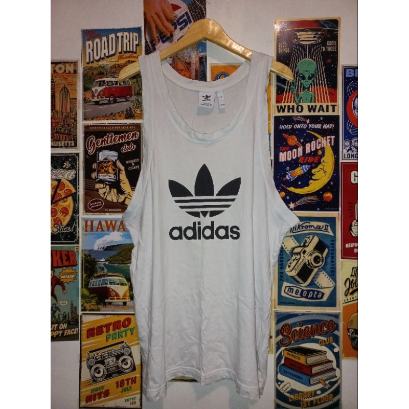 Tanktop Singlet Adidas Trefoil Big Logo Pria second thrift ori