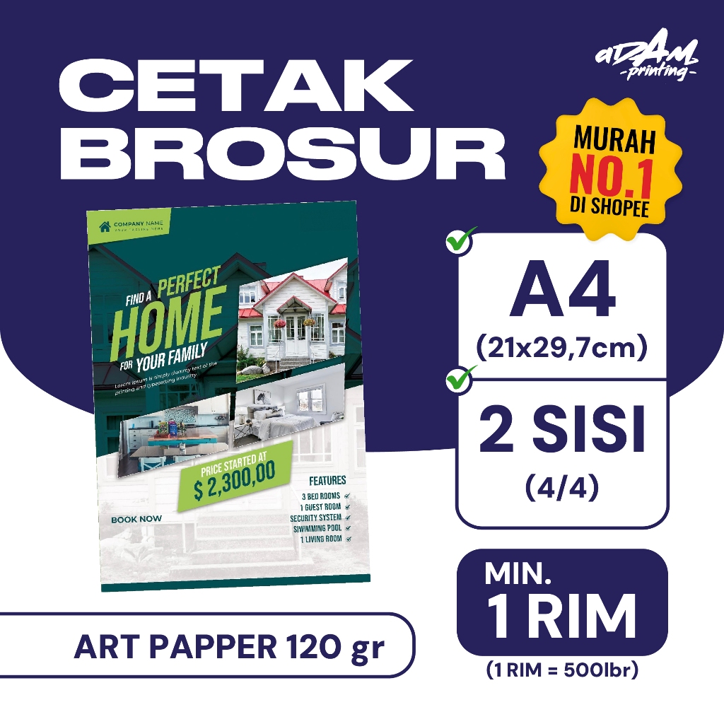 

Cetak Brosur A4 - 2 Sisi - Min. 1 Rim - Art Paper 120 gr - Murah No.1