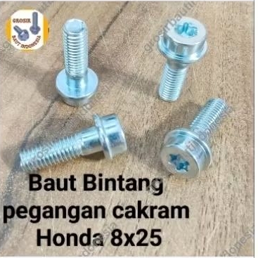 Baut bintang cakram Honda 8x25 / Baut Pala Babi cakram Honda
