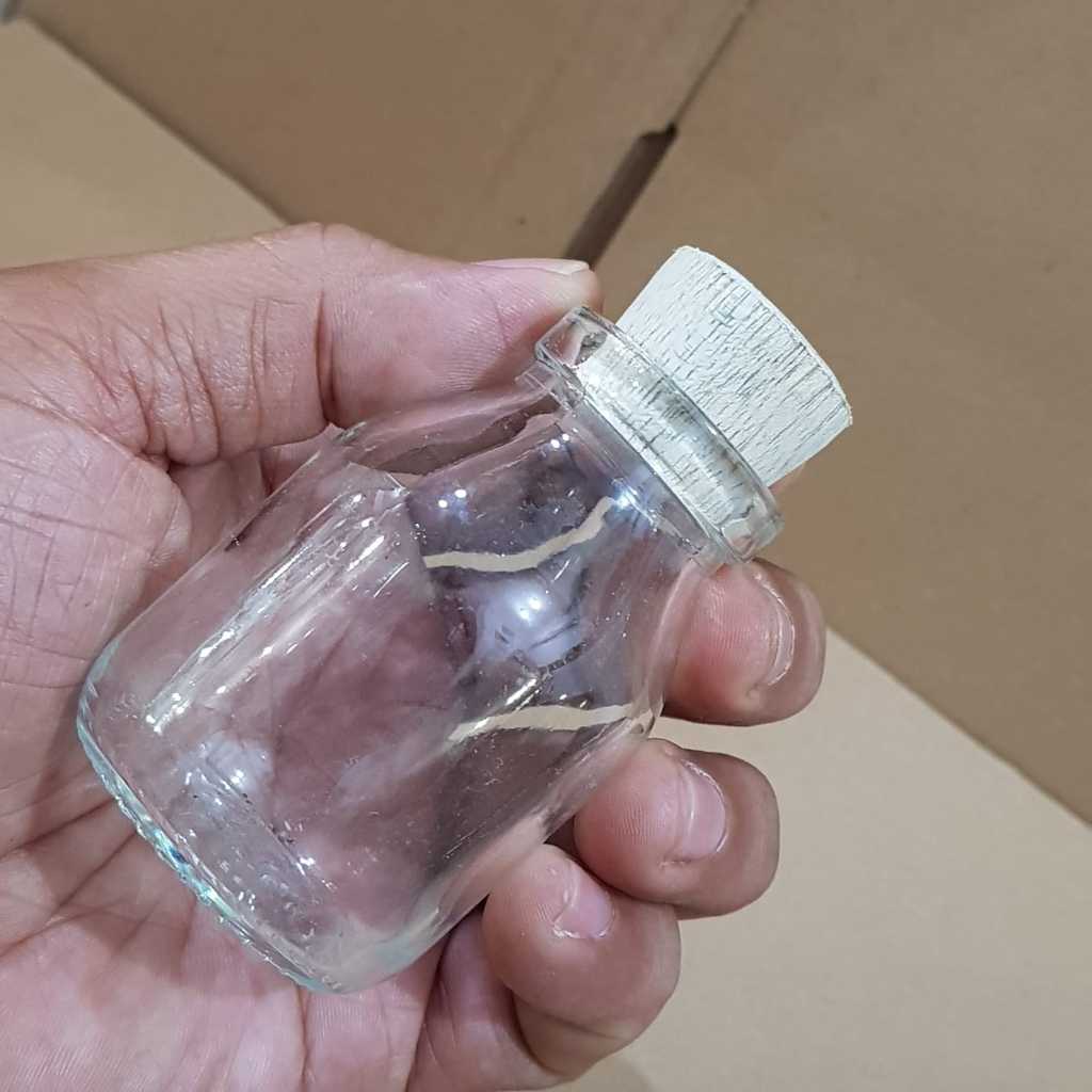 SATUAN 50ML BOTOL KACA TUTUP KAYU / BOTOL TUTUP KAYU 50ML / BOTOL SOUVENIR KACA