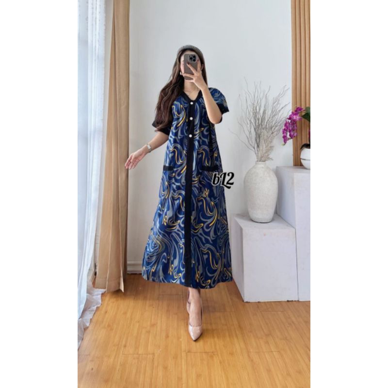 NEW DRESS KYSANA LD 110 MOTIF NEBULA BAHAN RAYON PREMIUM BY BATIK UDAN MAS PEKALONGAN