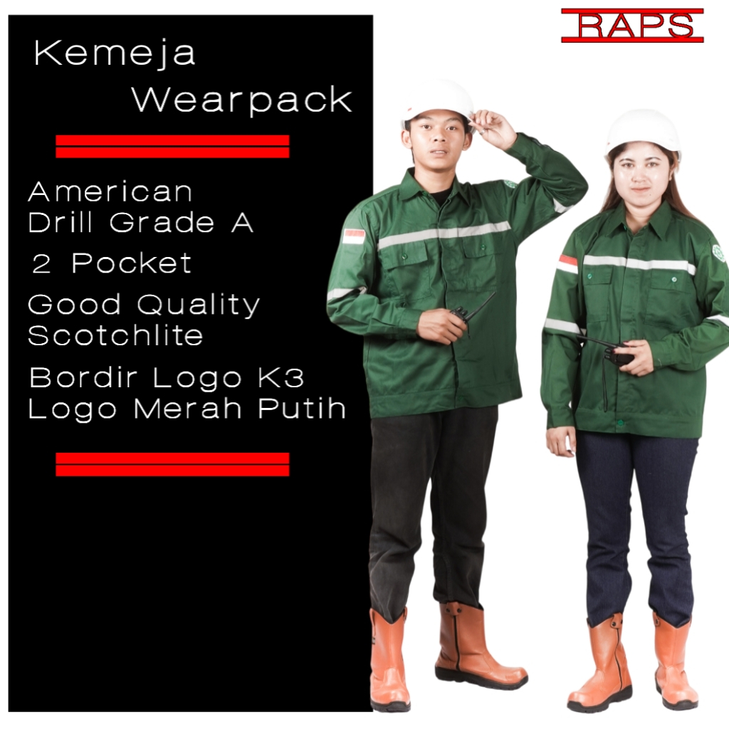 RAPSafety - WEARPACK-KEMEJA Safety - Hijau Pakaian Atasan Kerja