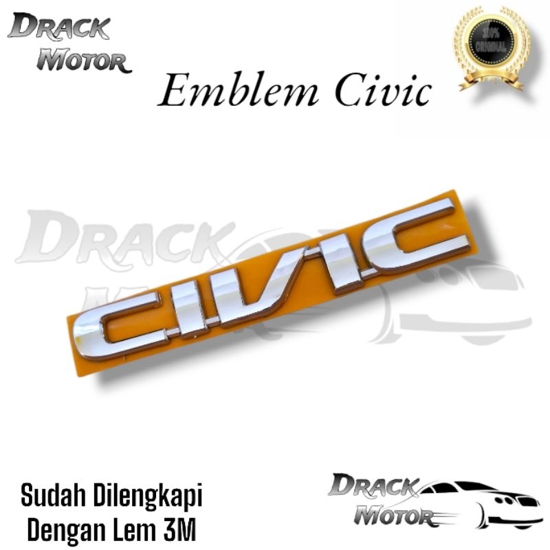 Emblem Tulisan Civic Chrome Original Bagasi Belakang Honda Civic 2001-2005 // Emblem Mobil Honda Tul