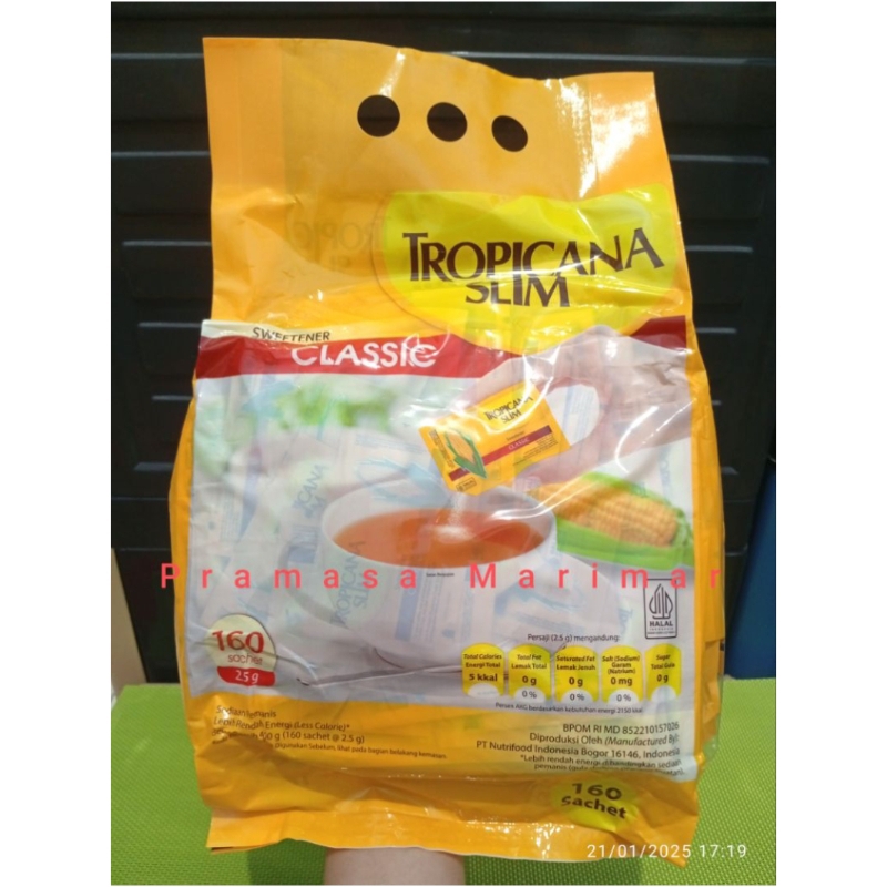 

Tropicana Slim Classic isi 160 Sachet × 2.5gr (400gr) Sweetener Exp.2028