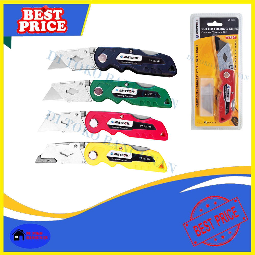 

Pisau Cutter Lipat Isi Mata Pisau 5 Pcs / Pisau Cutter Akrilik Material SK5 AMTECH