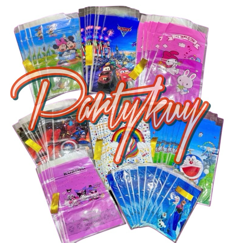 

plastik Snack Ulang Tahun bsar premium isi 10 pcs besar , Plastik makanan ulang tahun anak party kuy