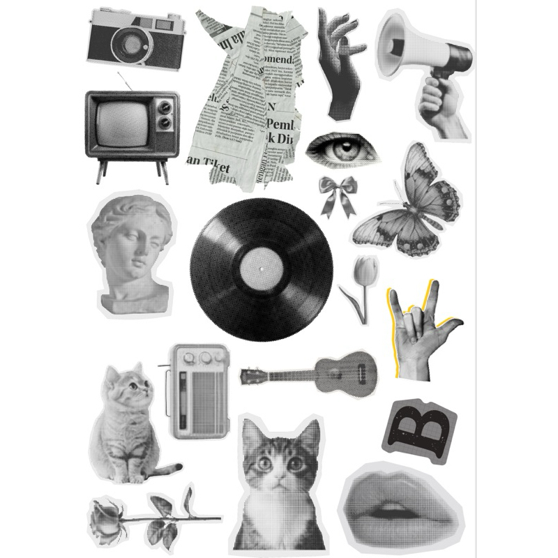 

sticker aesthetic stiker lucu retro scrapbook murah