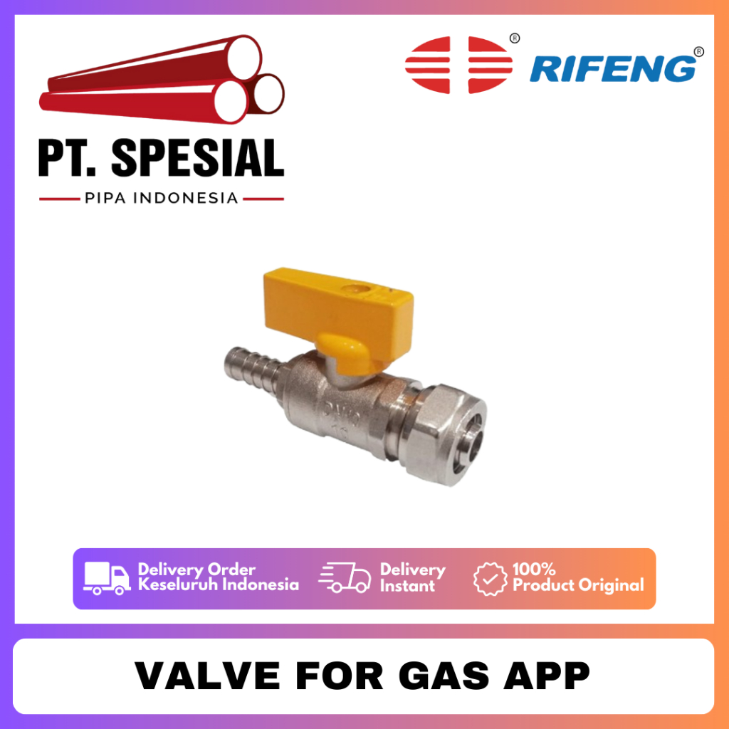 Brass Gas Valve Rifeng 1/2"M - DN10 / Brass Gas Valve Pipa Gas Multilayer Rifeng - 09
